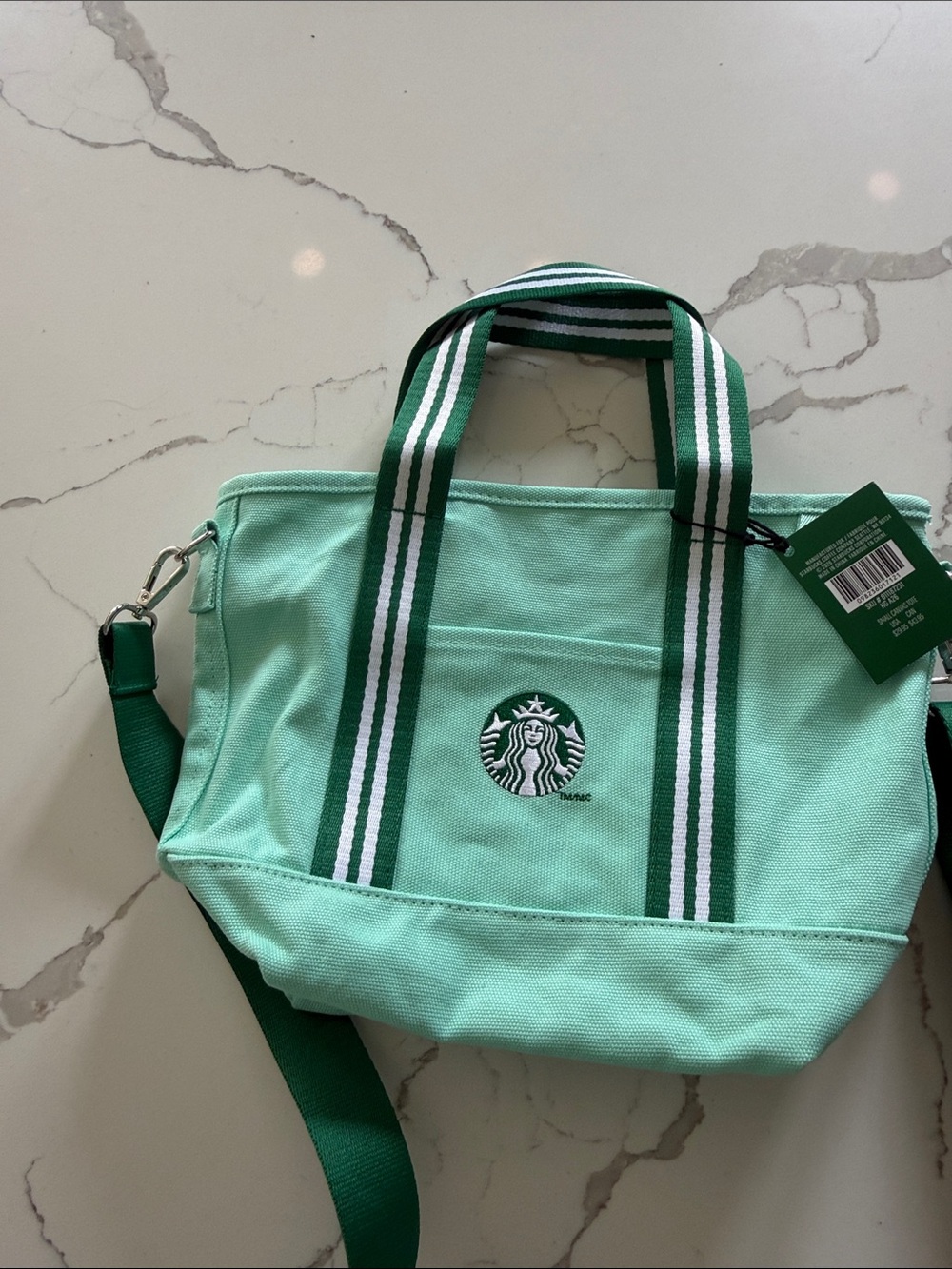 Starbucks mini canvas tote with strap nwt